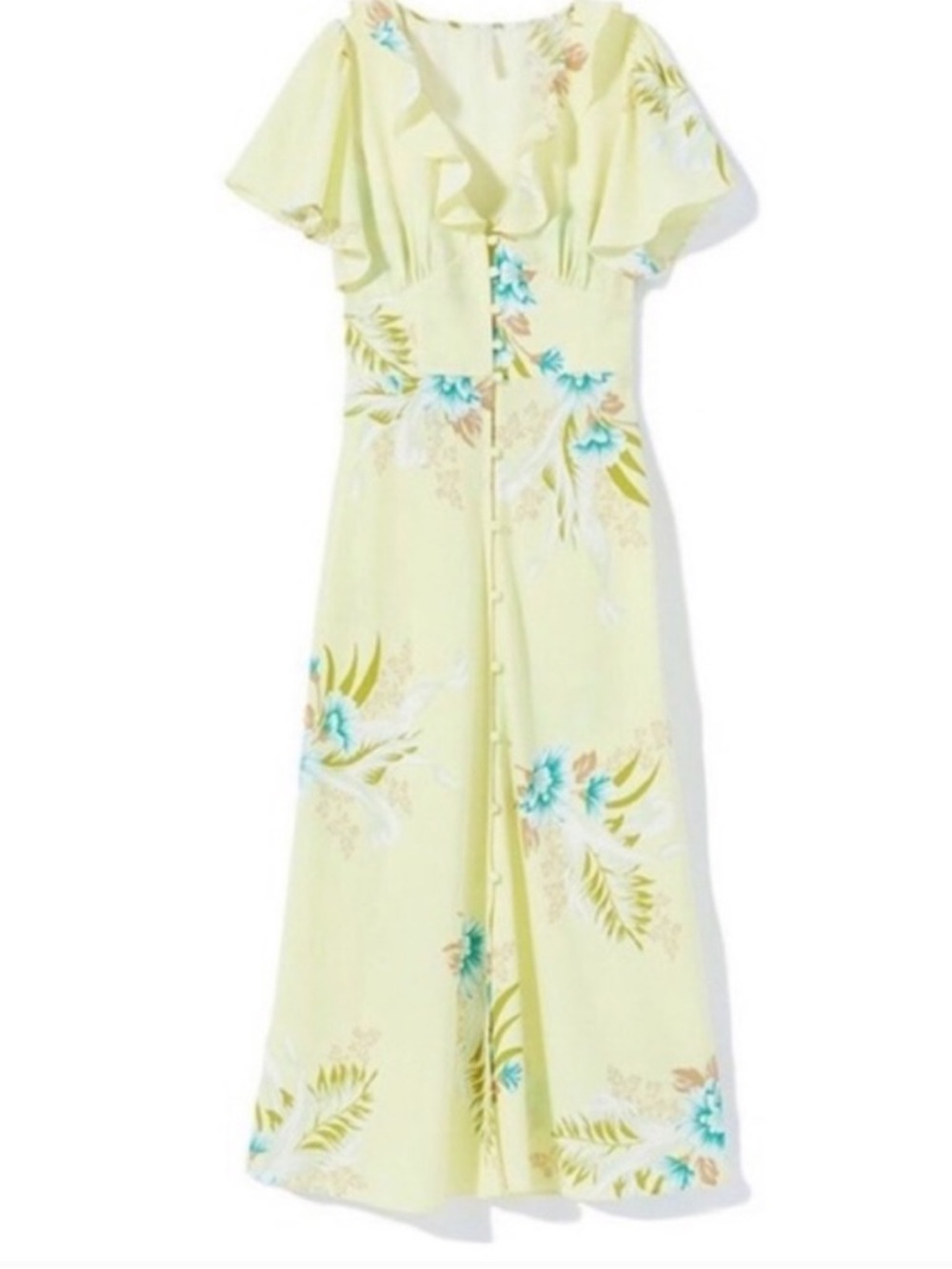 Urban Outfitters Yellow Blue Ruffled Midi Sundress
